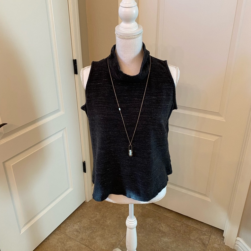 J Jill Sleeveless Black Mock Turtleneck Top
